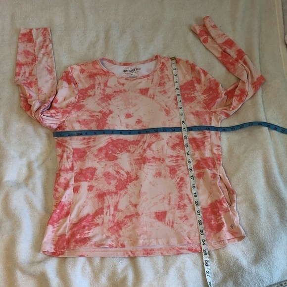HANG TEN Women's Size XL Pink Tye Dye Long Sleeve Stretchy Sun Tee - Picture 4 of 11